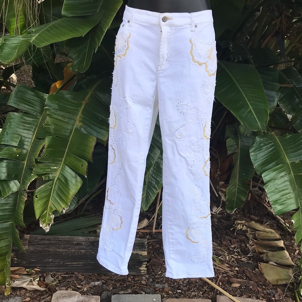 Pearl embellished jeans